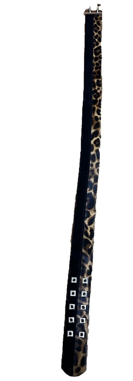 WHITE HOUSE BLACK MARKET Women’s Tiger Print Black Suede Leather Belt Size XS